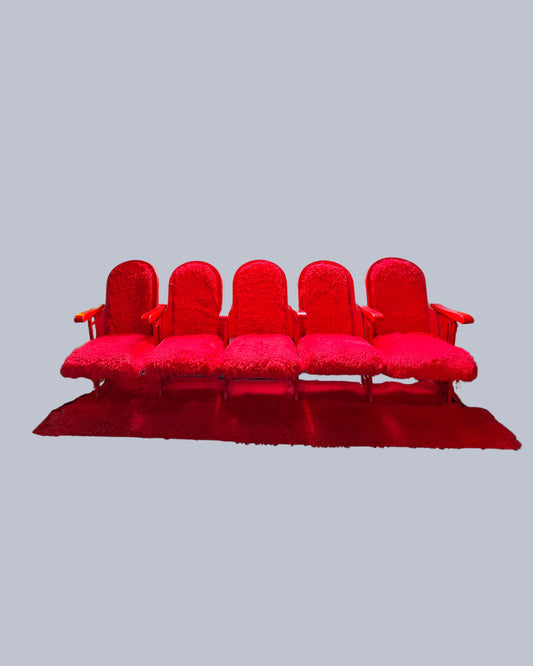 Louez nos fauteuils de cinéma rouges duveteux 5 places
